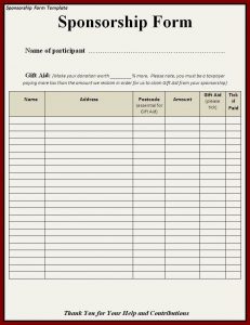 fundraising order form templates sponsor sheet fundraising sponsorship form sponsorship form