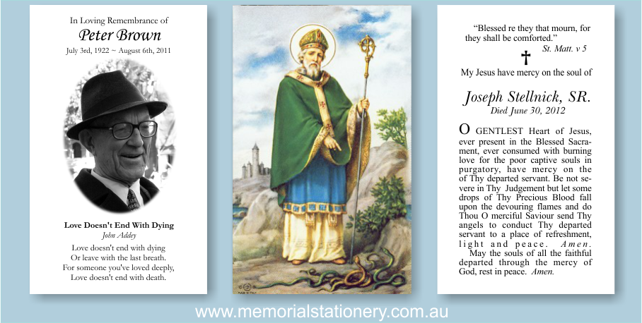 funeral prayer cards