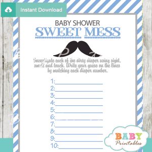 gender reveal invitation template blue grey moustache baby shower games sweet mess