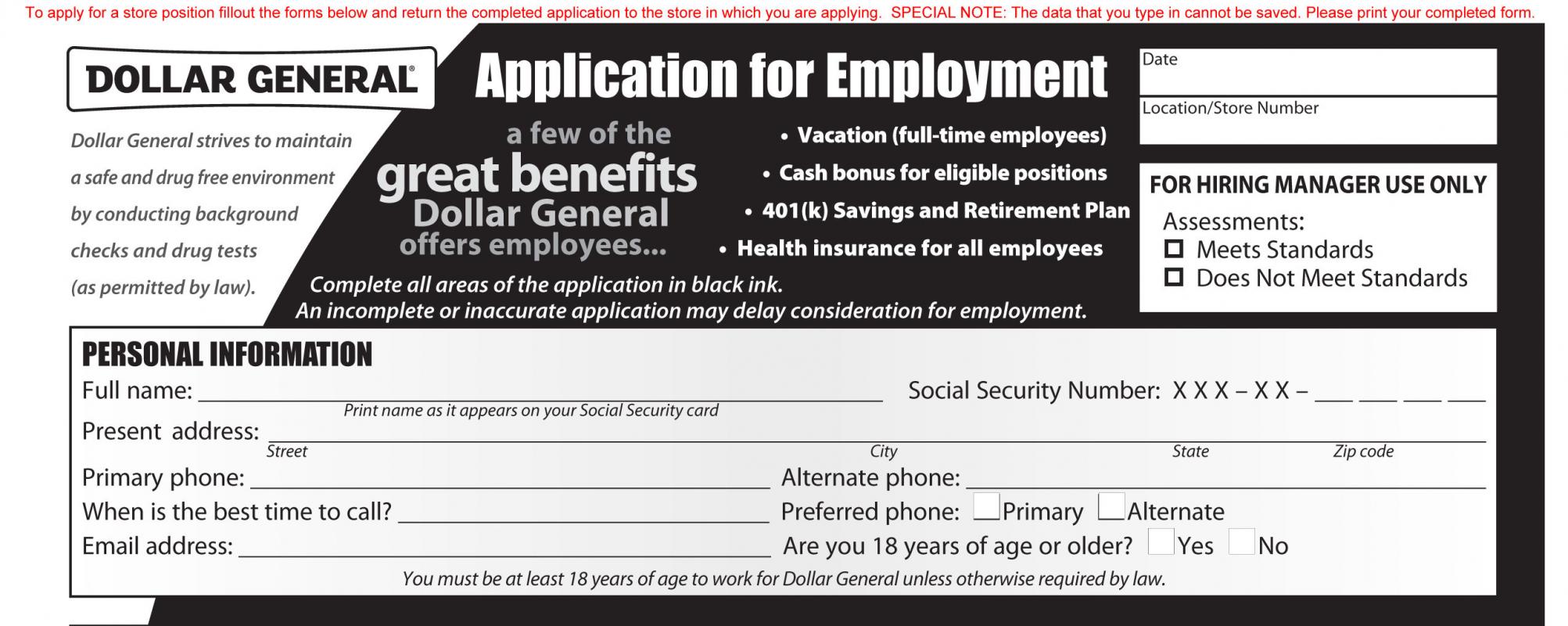 general application for employment