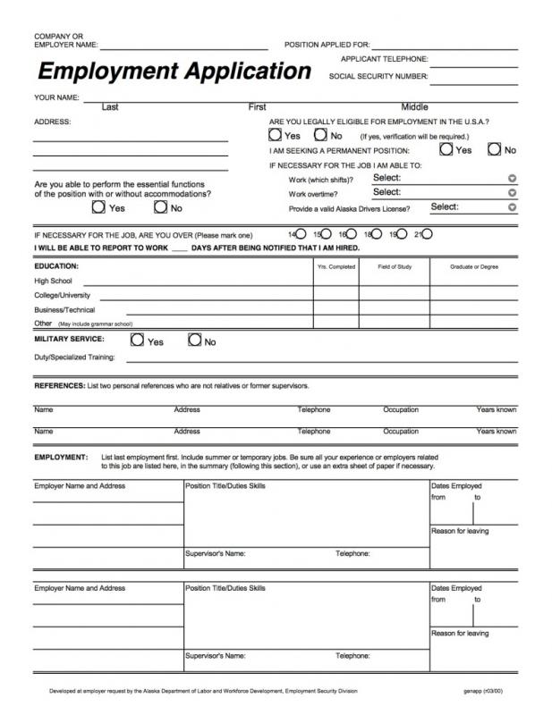 general application for employment