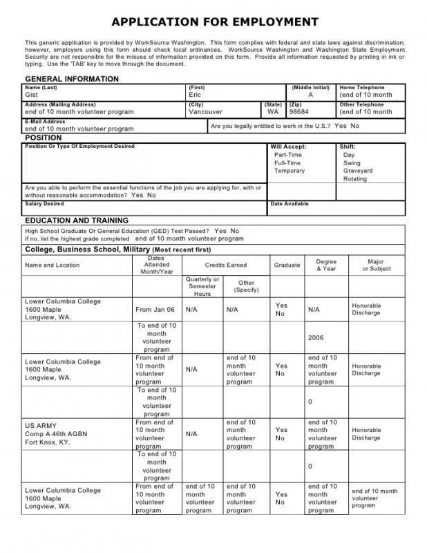 general application for employment