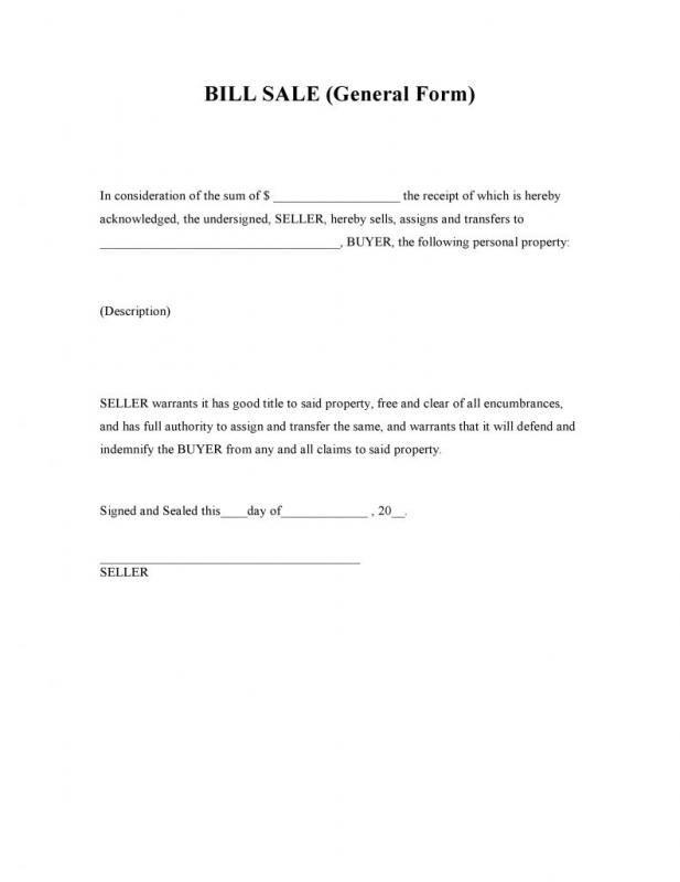 general bill of sale form