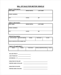 general bill of sale form general blank bill of sale form