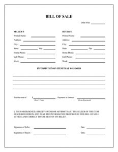 general bill of sale pdf general bill of sale form