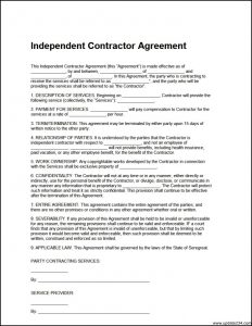 general contractor agreement independent contractor agreement template free download