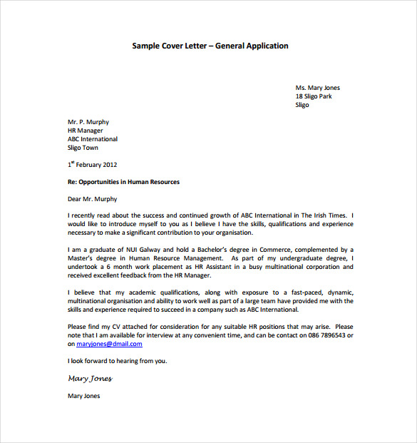 general cover letter template