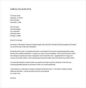 general cover letter template general manager cover letter word template free download