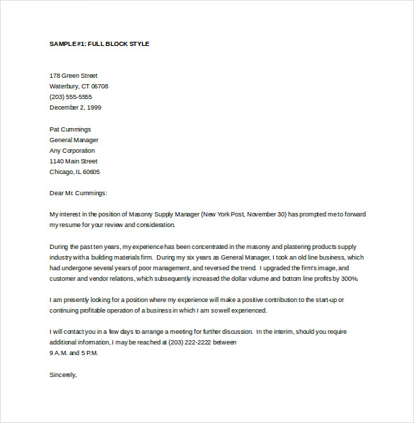 general cover letter template