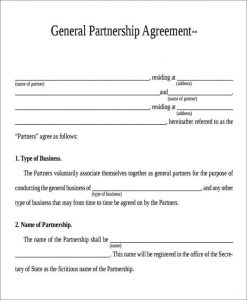 general partnership agreement general partnership agreement form