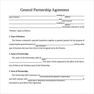 general partnership agreement simple general partnership agreement