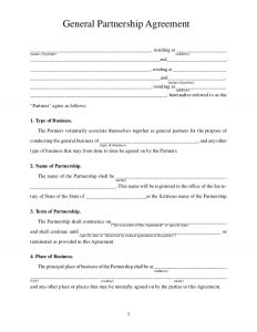 general partnership agreement template general partnership agreement