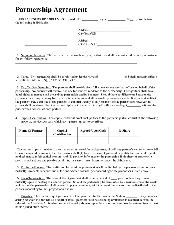 general partnership agreement template