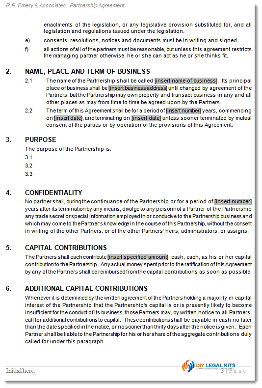 general partnership agreement template