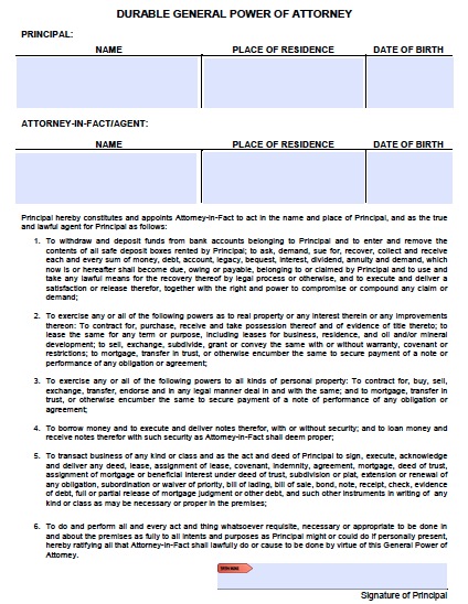 general power of attorney form pdf