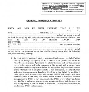 general power of attorney sample axis bank power of attorney india e x