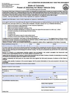 general power of attorney template colorado vehicle poa form