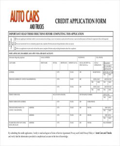 generic application form auto credit application form