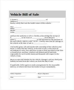 generic bill of sale generic bill of sale for car