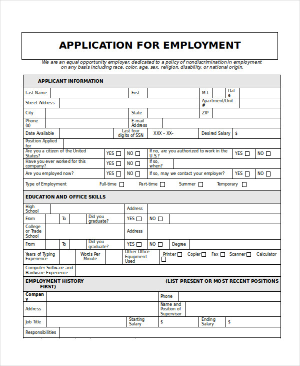 generic job application