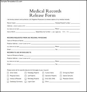 generic medical records release form medical records release form example