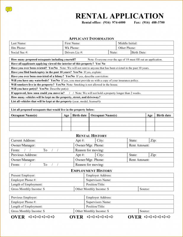 generic rental application