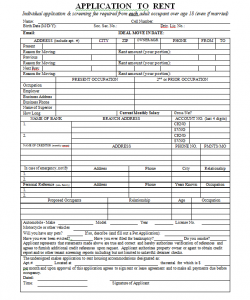 generic rental application generic rental application