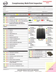 generic vehicle bill of sale multi point inspection forms nissan lg id imp