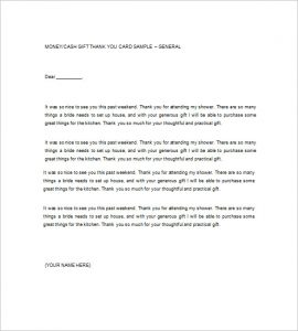 gifting letter template sample thank you notes for money