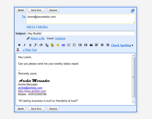 Gmail Signature Template Template Business