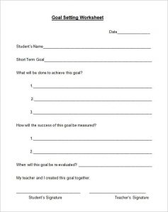 goal setting template goal setting worksheet format download