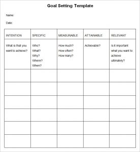 goal setting template sample goal setting teemplate