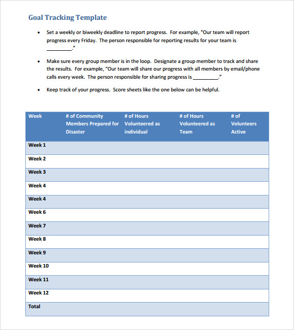 goal tracker template