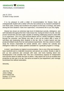 grad school letter of recommendation graduate school letter of recommendation sample