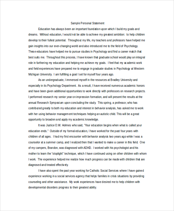 personal statement for business graduate school examples