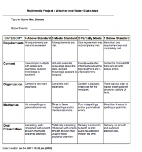 grading rubric template blabberize rubric