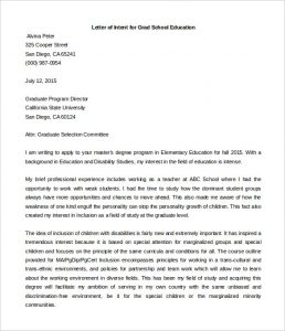 graduate school letter of intent letter of intent grad school education template word format