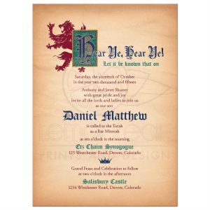 graduation card template rectangle medieval gothic fantasy bar mitzvah invitation front