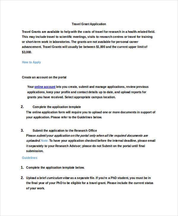 Grant Application Template Template Business