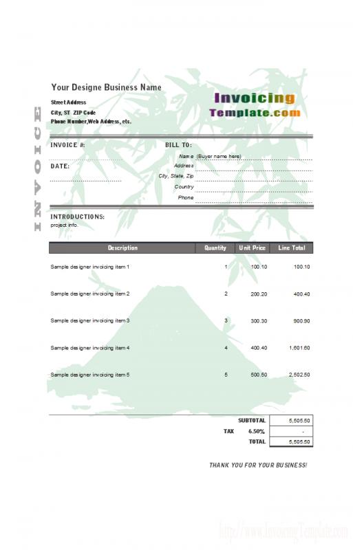 graphic design invoice template