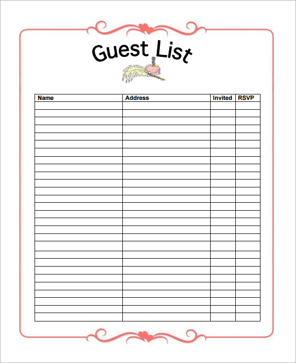 guest list template