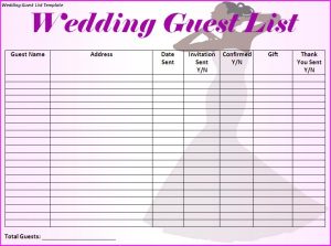 guest list template wedding guest list template