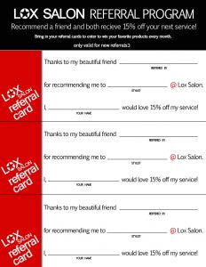 hair salon business card referralprogram