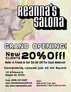 hair salon flyers reanna salona flyer