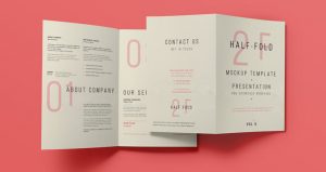 half fold brochure template half bi fold template presentation mockup brand psd