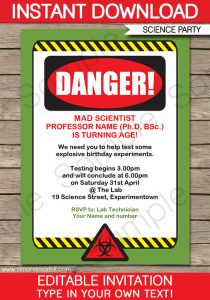 halloween party invites templates printable mad science invitation