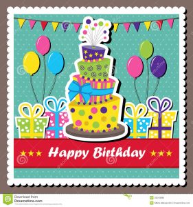 happy birthday card template scrapbook elements vector illustration birthday card topsy turvey cake