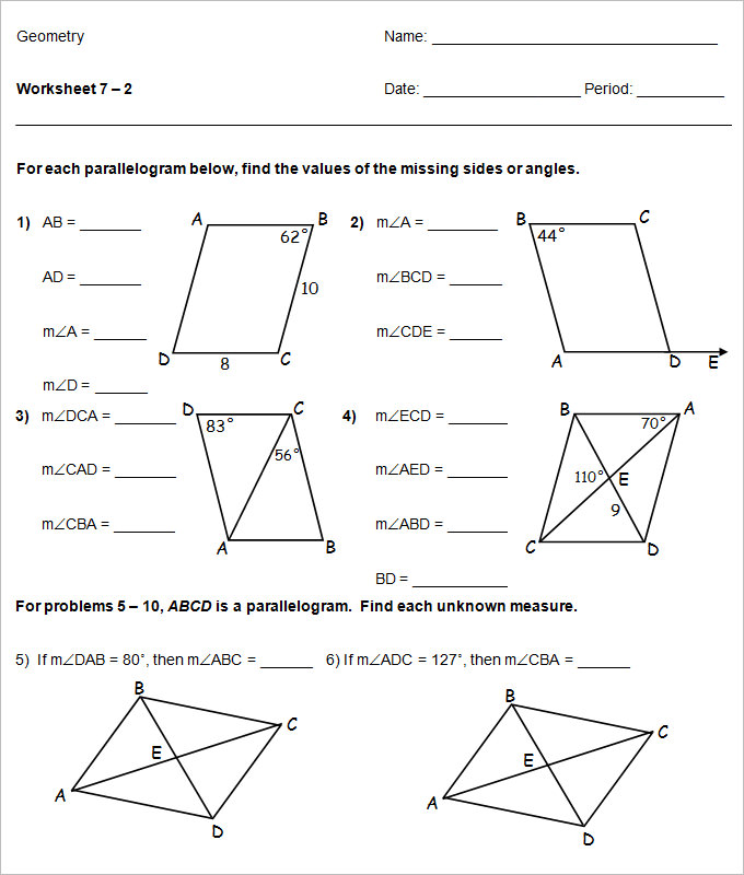 High School Geometry Template Business