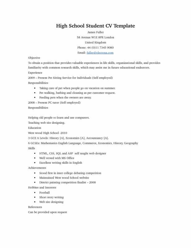 high school resume samples