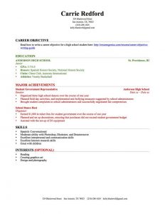 high schooler resume high school resume education